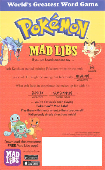 Pokemon Mad Libs