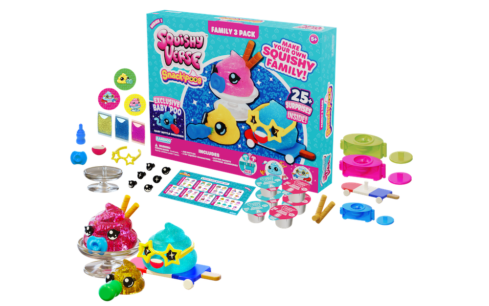 Squishyverse DIY Squishy Snackipoo Family Pack: 3 Surprise Toys with Exclusive Baby