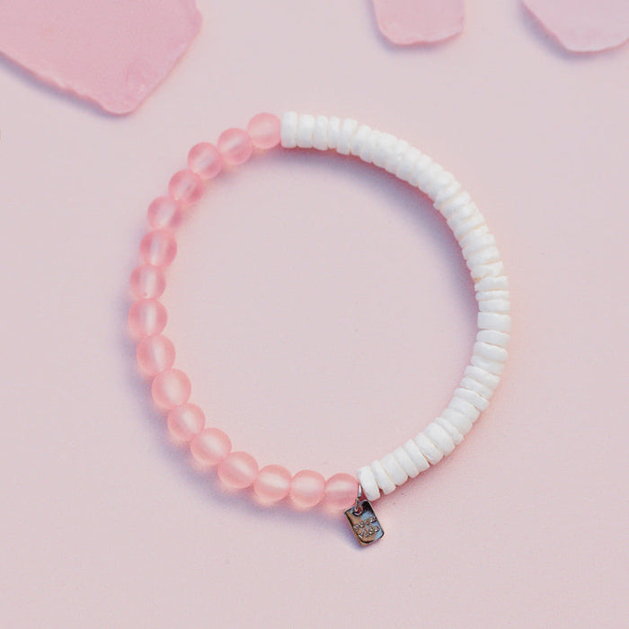Puka Shell and Frosted Bead Stretch Bracelet PuraVida