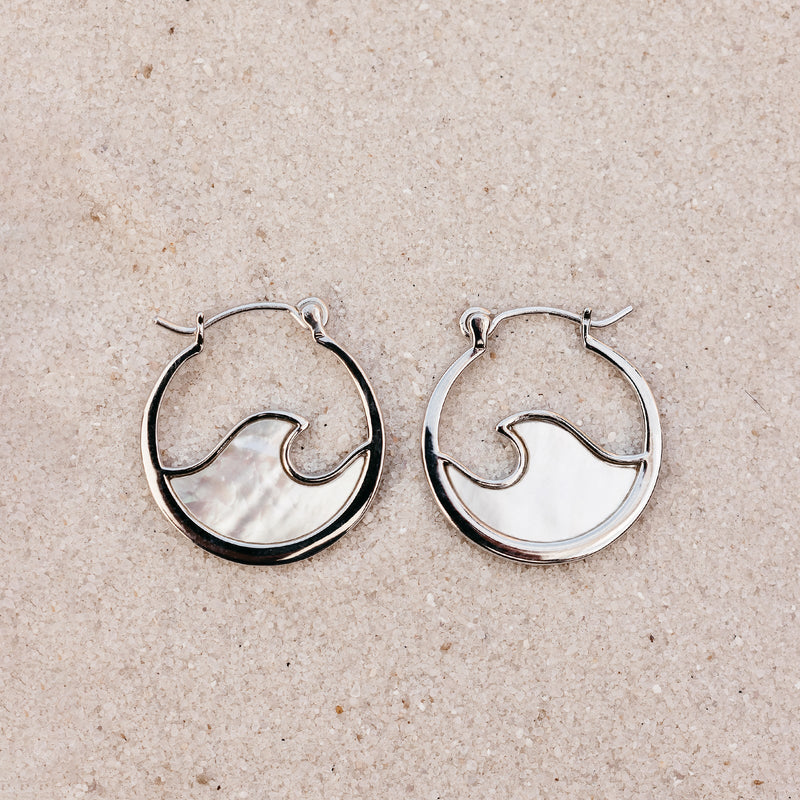 Mother of Pearl Mini Wave Hoops PuraVida