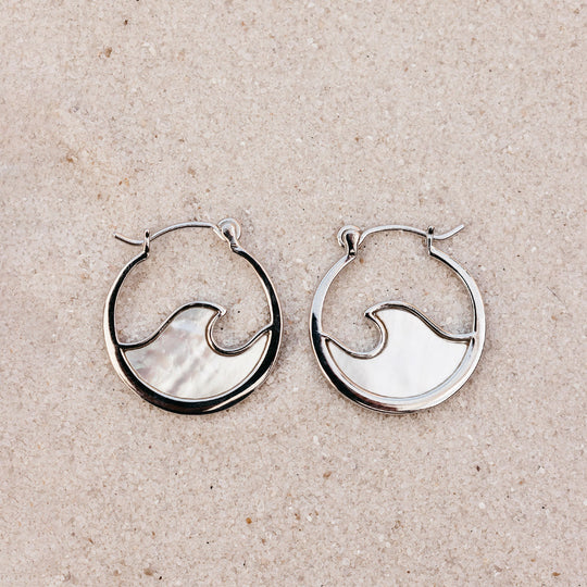 Mother of Pearl Mini Wave Hoops PuraVida