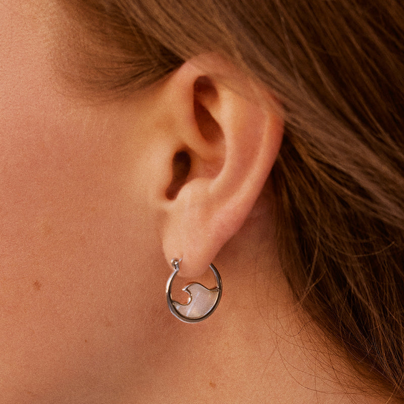 Mother of Pearl Mini Wave Hoops PuraVida