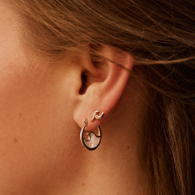 Mother of Pearl Mini Wave Hoops PuraVida