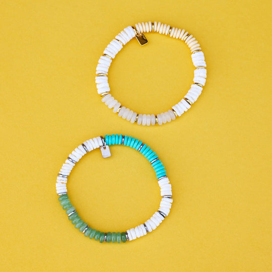 Carmel Mixed Bead Stretch Bracelet