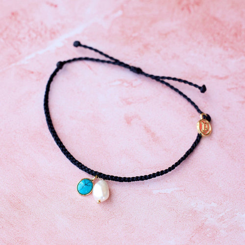 Pearl and Turquoise Charm Bracelet Gold PuraVida
