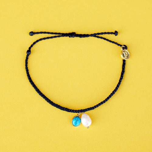 Pearl and Turquoise Charm Bracelet Gold PuraVida
