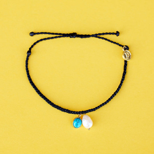 Pearl and Turquoise Charm Bracelet Gold PuraVida