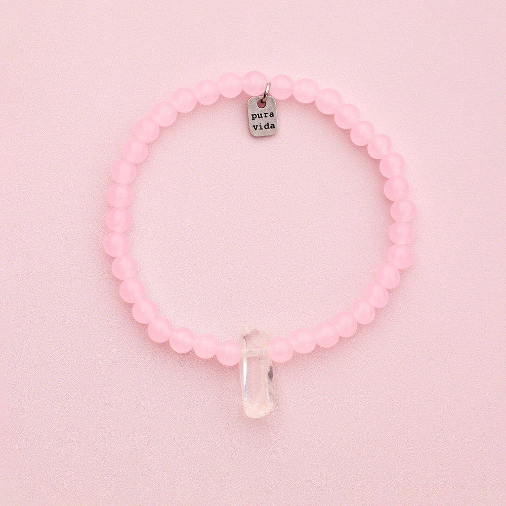 Rose Quartz intention Stretch Bracelet PuraVida