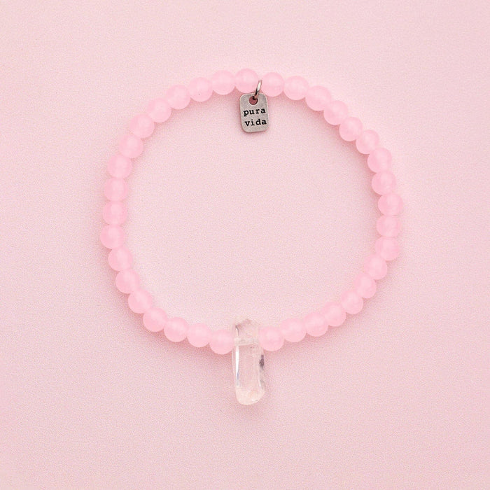 Rose Quartz intention Stretch Bracelet PuraVida