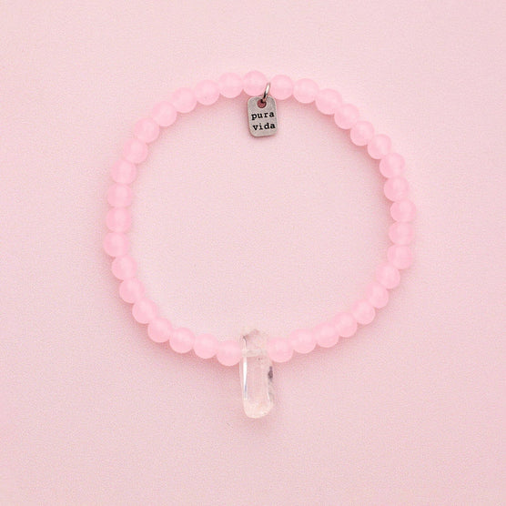 Rose Quartz intention Stretch Bracelet PuraVida