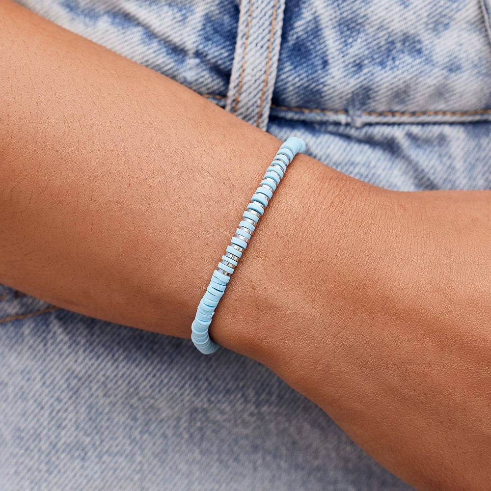 Blue Heishi Disc and Metal Bracelet Puravida