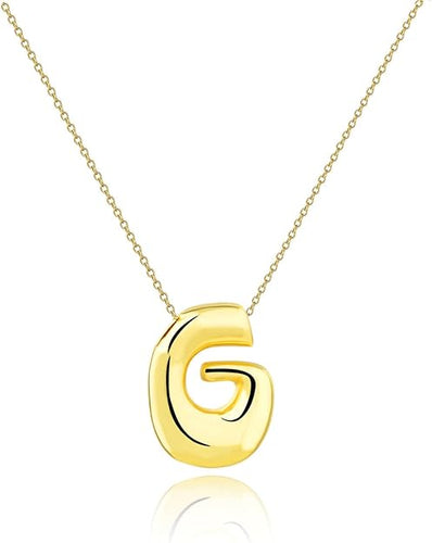 Gold Big Bubble Letter Necklace