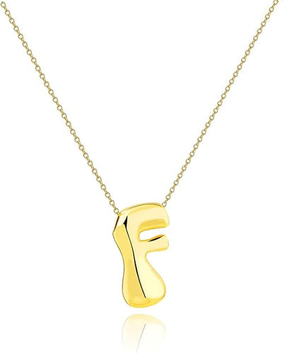 Gold Big Bubble Letter Necklace