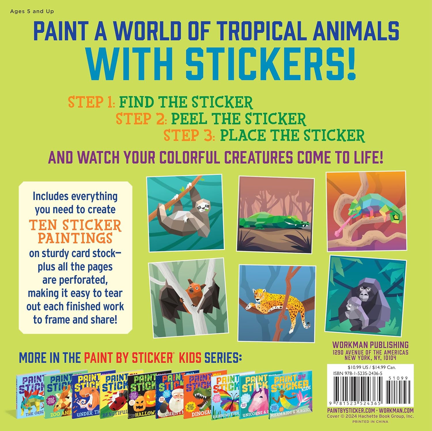 Paint by Sticker Kids: Rainforest Animals