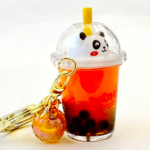 Boba Tea Panda Charm Keychain