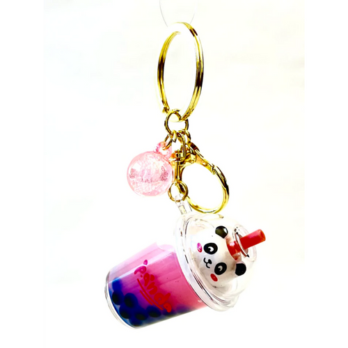 Boba Tea Panda Charm Keychain