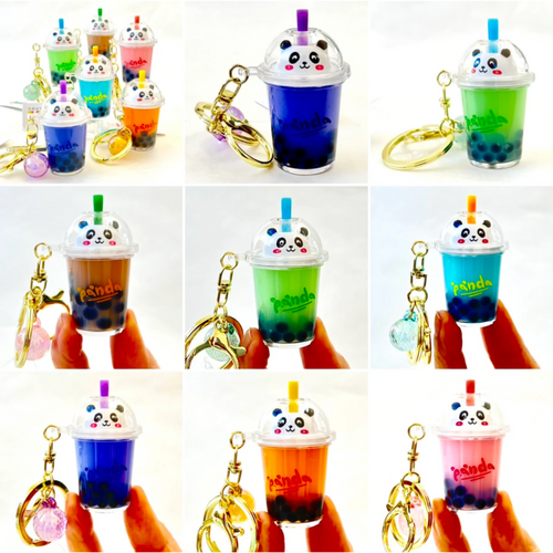 Boba Tea Panda Charm Keychain