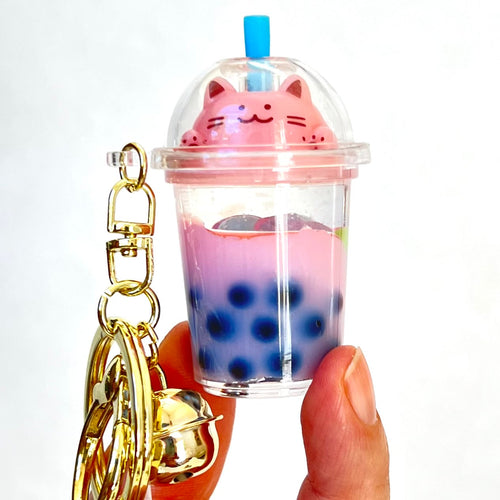 Pastel Cat Boba Keychain
