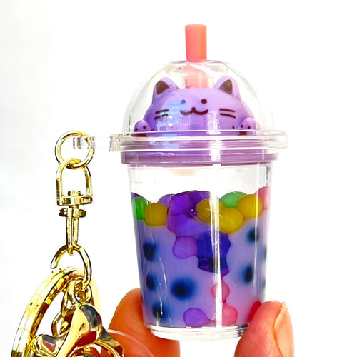 Pastel Cat Boba Keychain