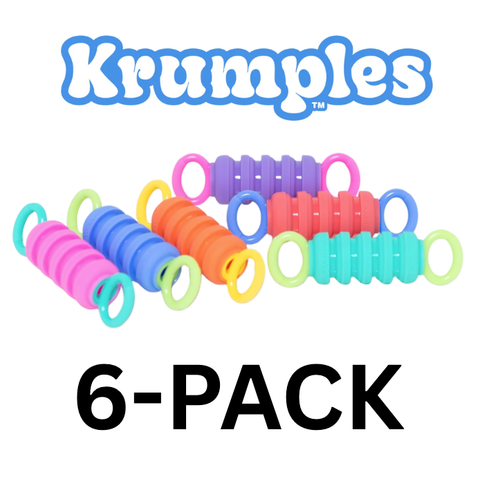 Krumples Fidget Pullys 6 Pack – Portable BPA-Free Silicone Sensory Fidget Toy for Stress, Focus & ADHD, Mini Pop-and-Squeeze Hand Toy for Kids and Adults