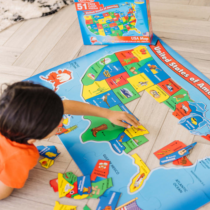 U.S.A. (United States) Map Floor Puzzle - 51 Pieces
