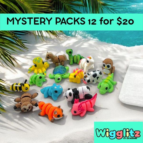 Mystery Wigglitz 12-PACK | Wiggly 3D Mini Printed Animals Surprise Cute Figures