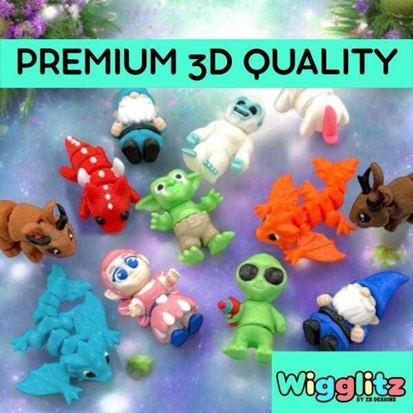 Mystery Wigglitz 12-PACK | Wiggly 3D Mini Printed Animals Surprise Cute Figures