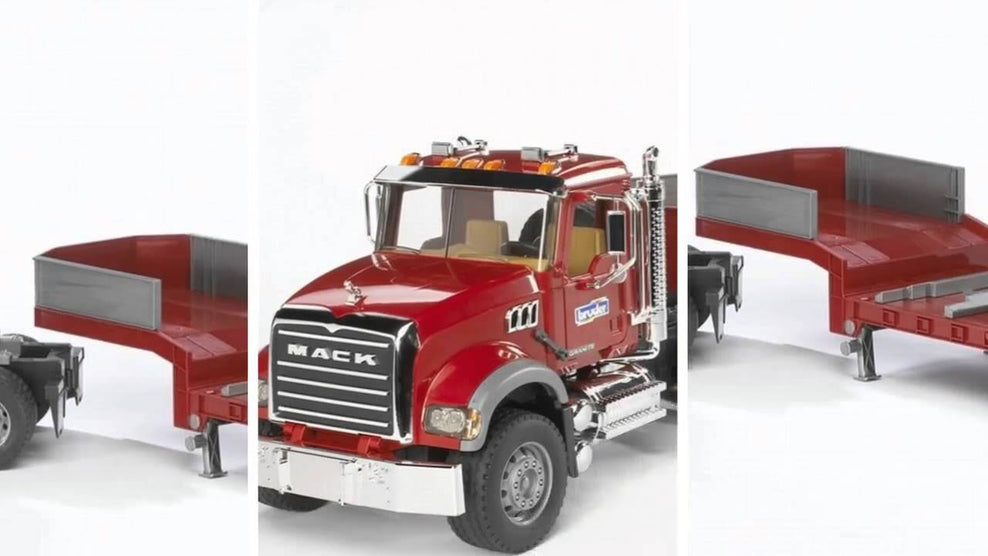 Bruder Mack Granite Flatbed Truck with JCB Loader Backhoe 02813